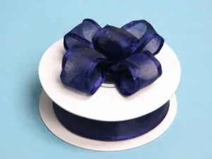 10 Yards 7/8" DIY Navy Wired Organza Ribbon For Craft Dress Wedding