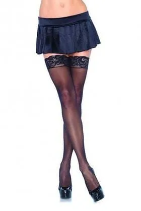 2245L    Beautiful Slave Nylon Sheer Black Thigh High Stockings