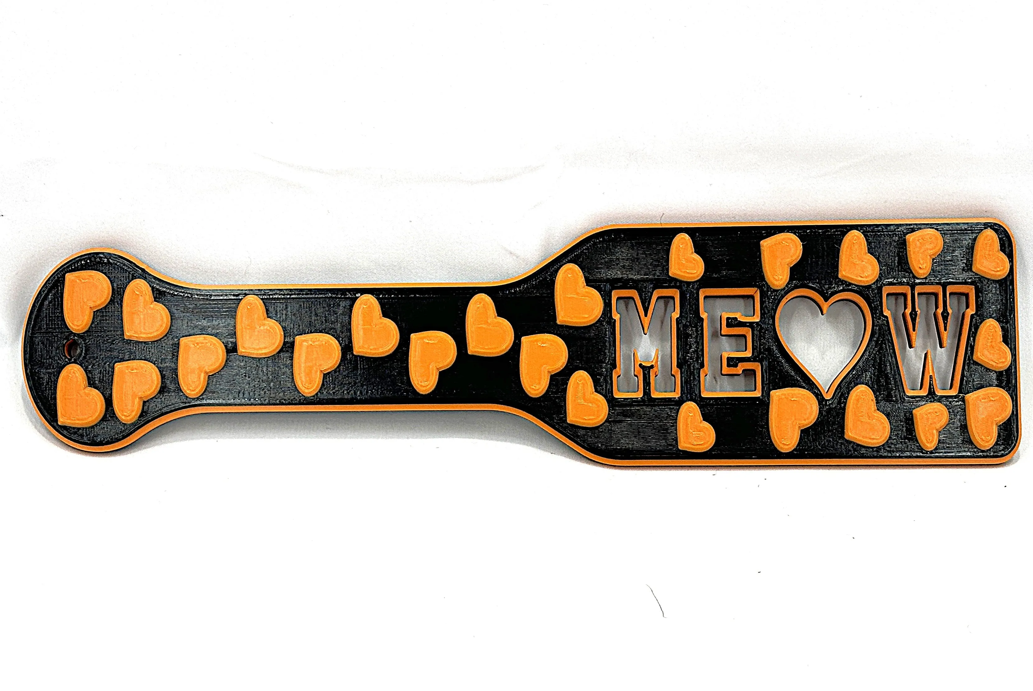 Black And Orange MEOW 3D Printed Spanking Paddle