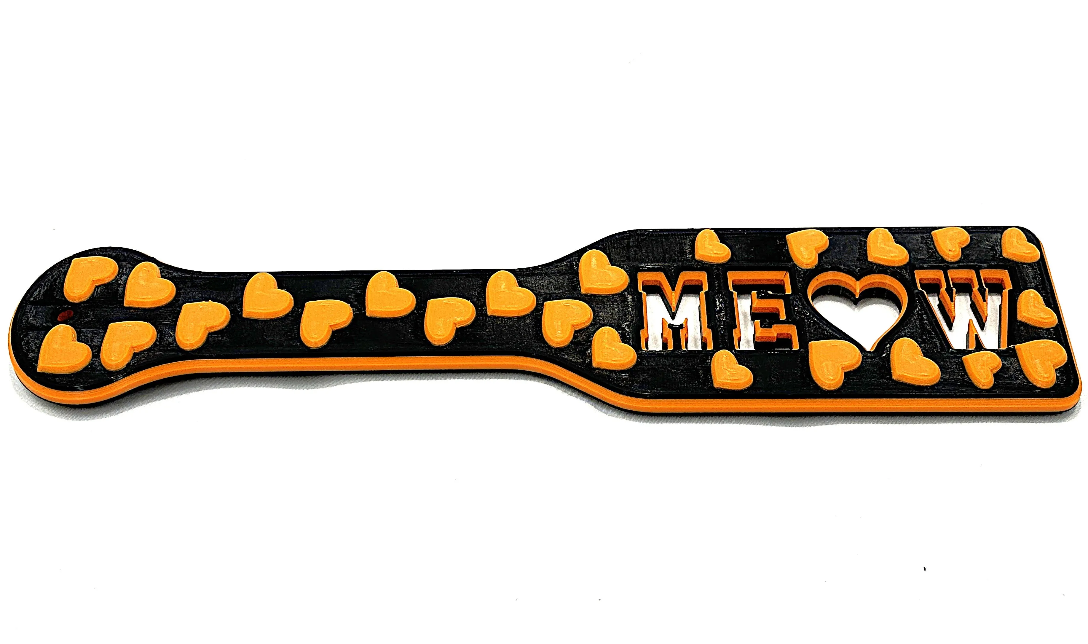 Black And Orange MEOW 3D Printed Spanking Paddle