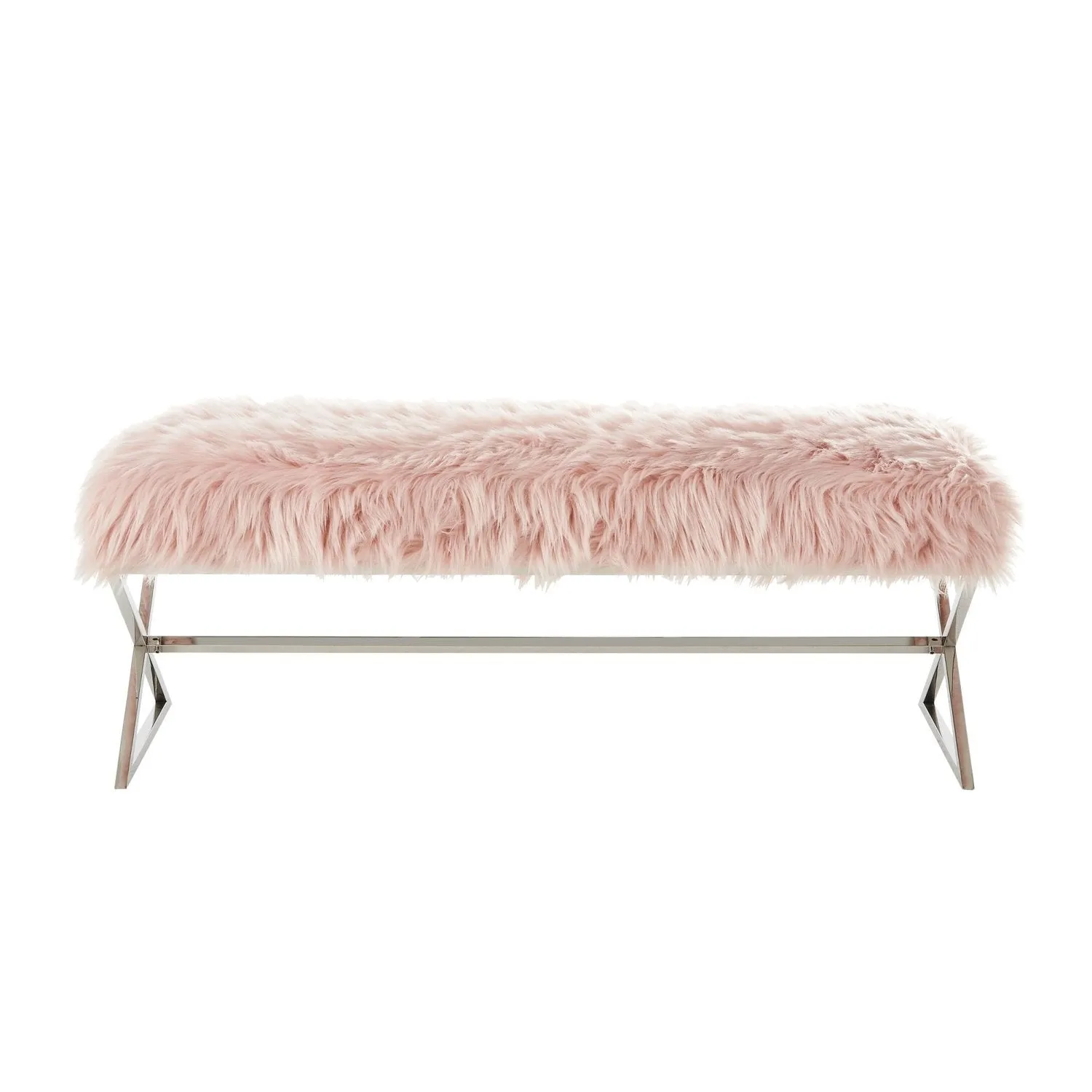 Aurora Faux Fur X-Leg Bench