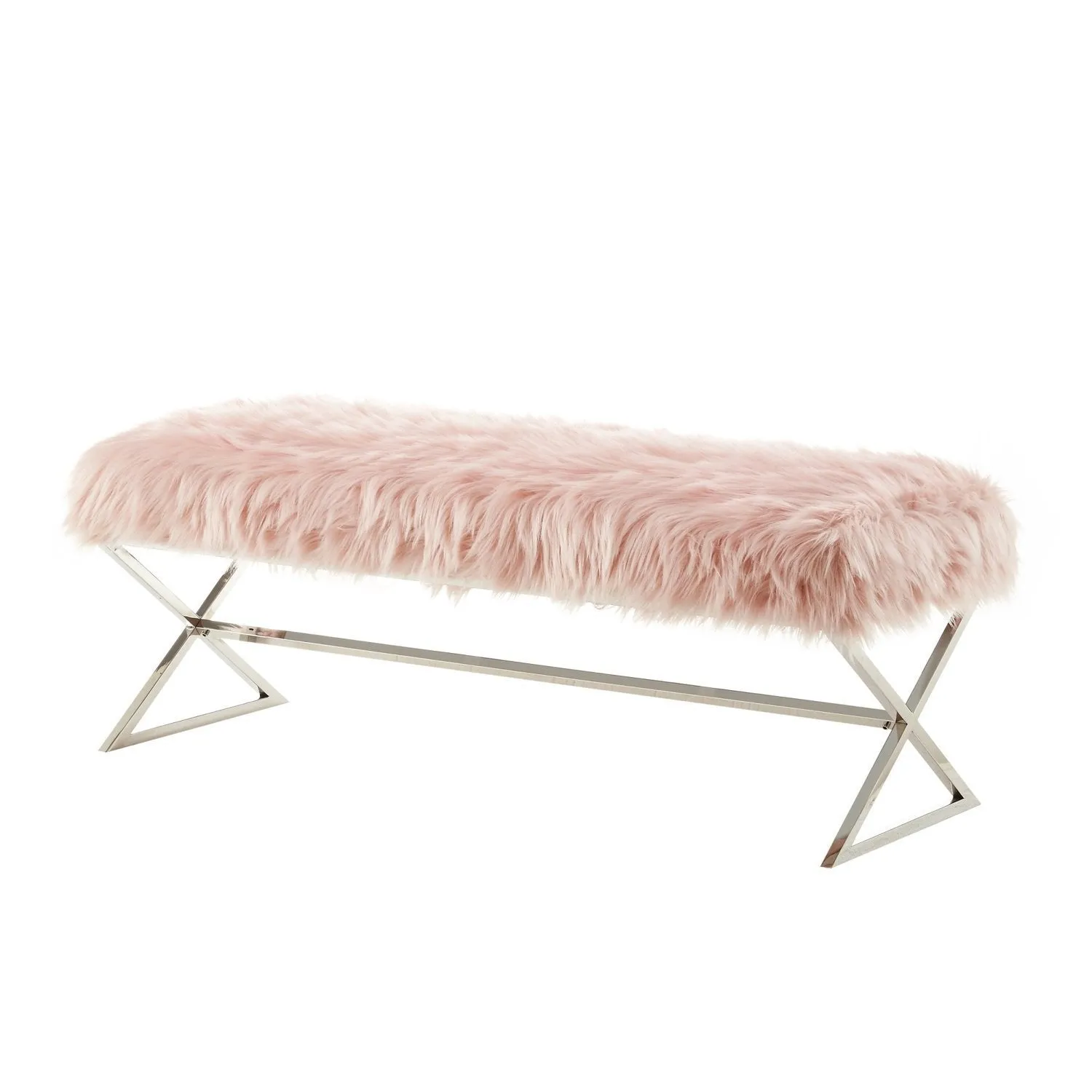 Aurora Faux Fur X-Leg Bench