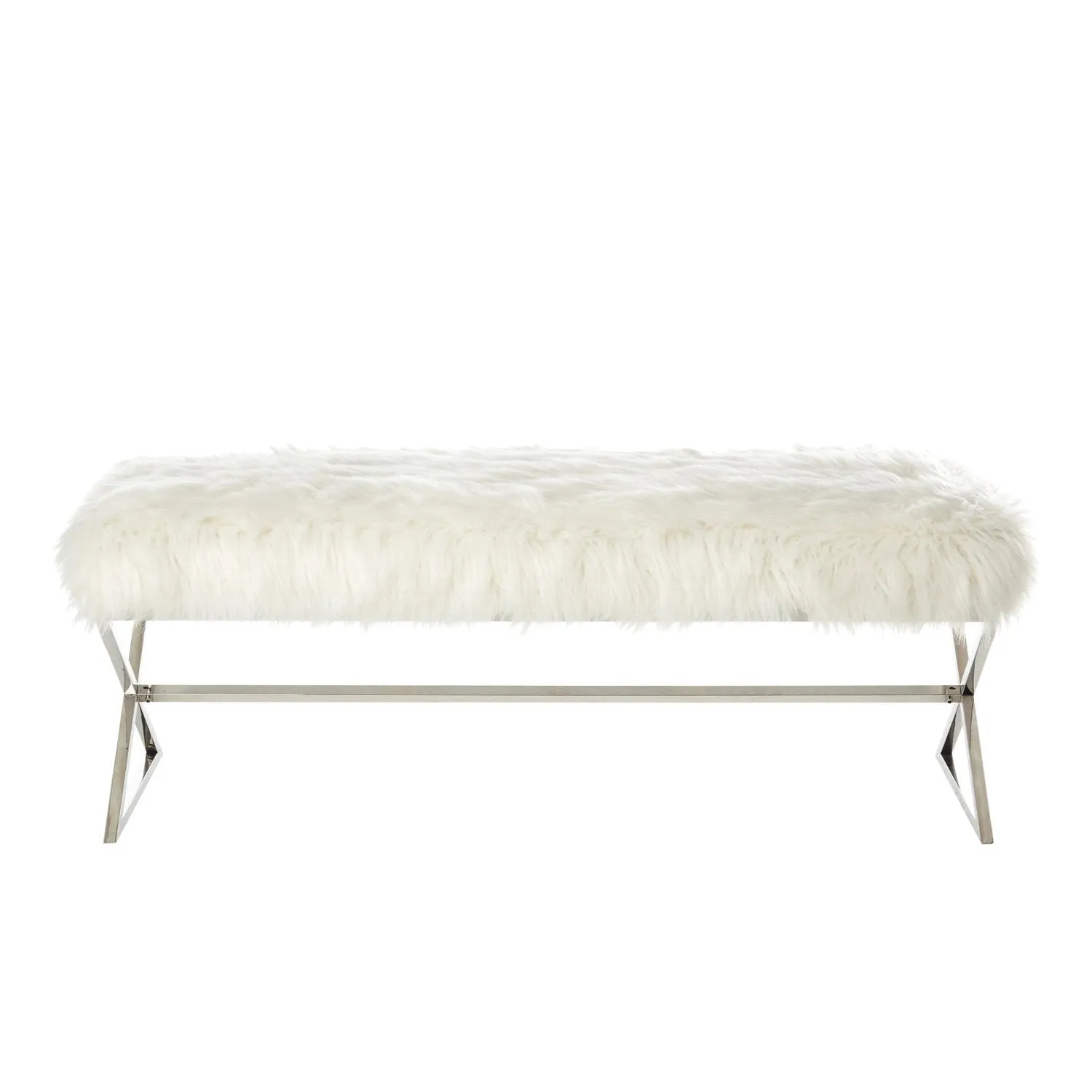 Aurora Faux Fur X-Leg Bench