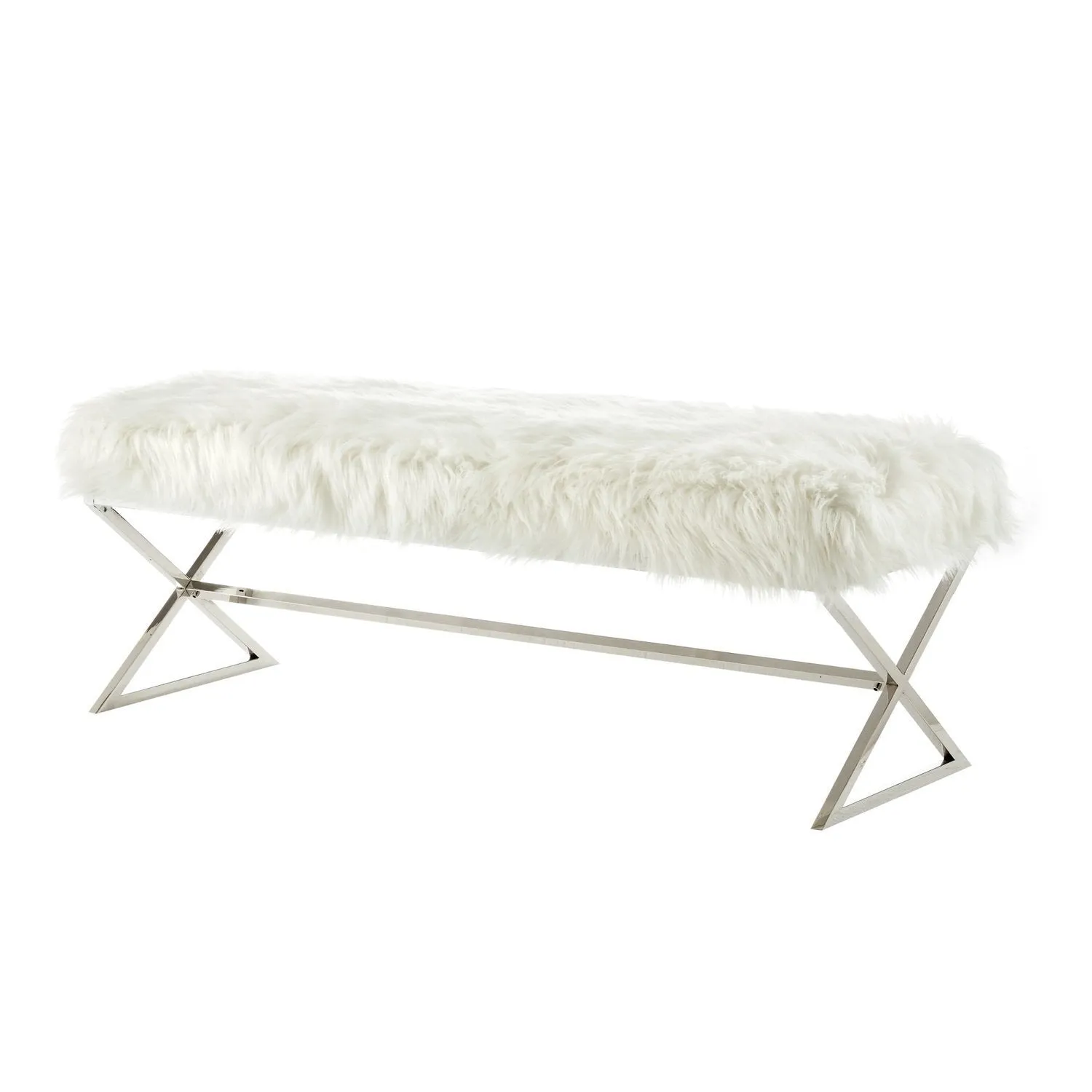 Aurora Faux Fur X-Leg Bench