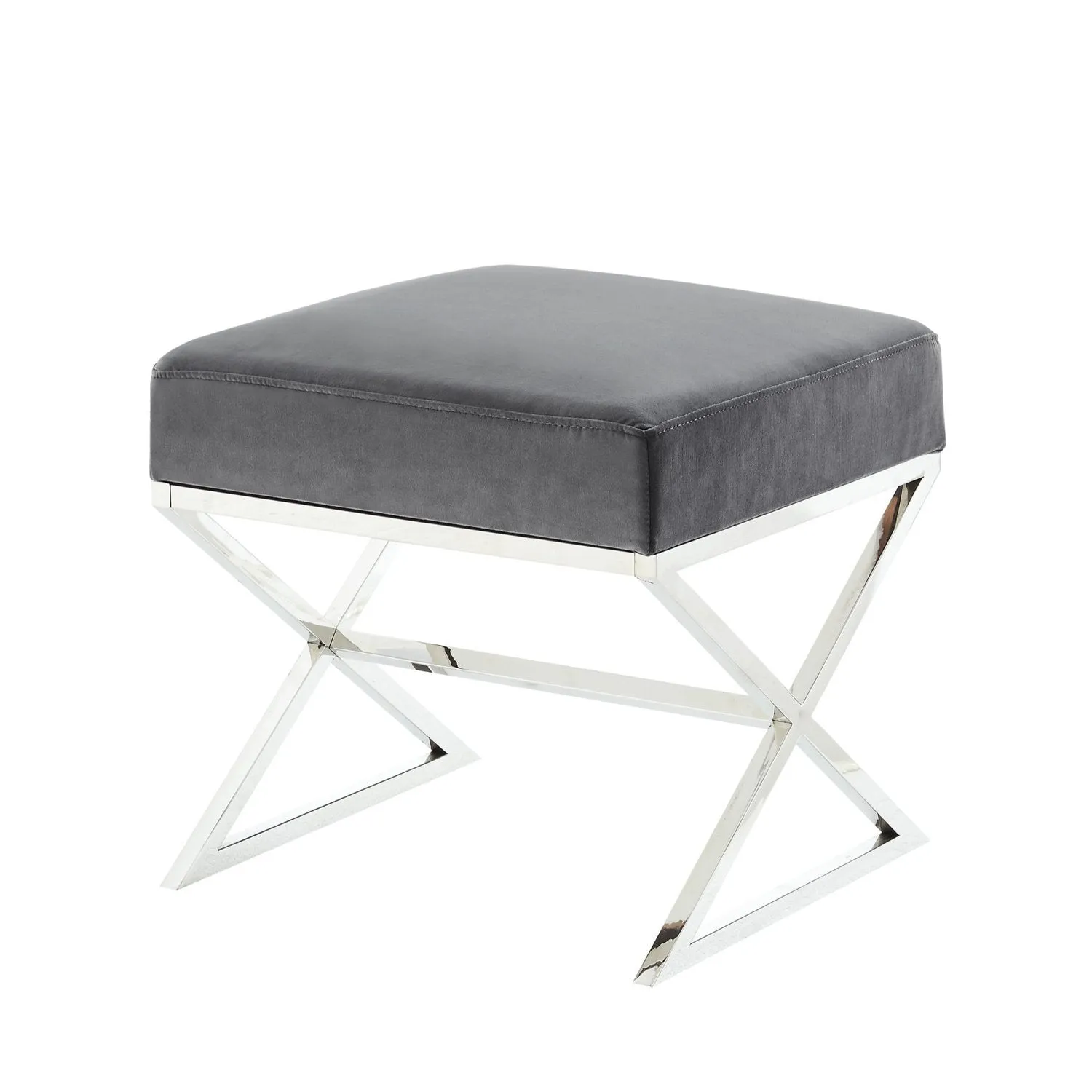 Aurora Velvet X-Leg Ottoman