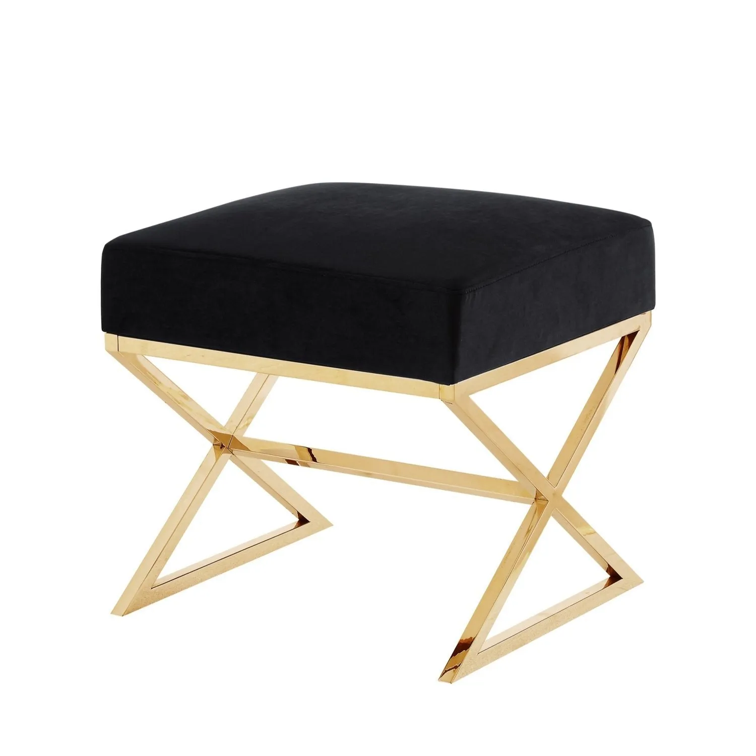 Aurora Velvet X-Leg Ottoman