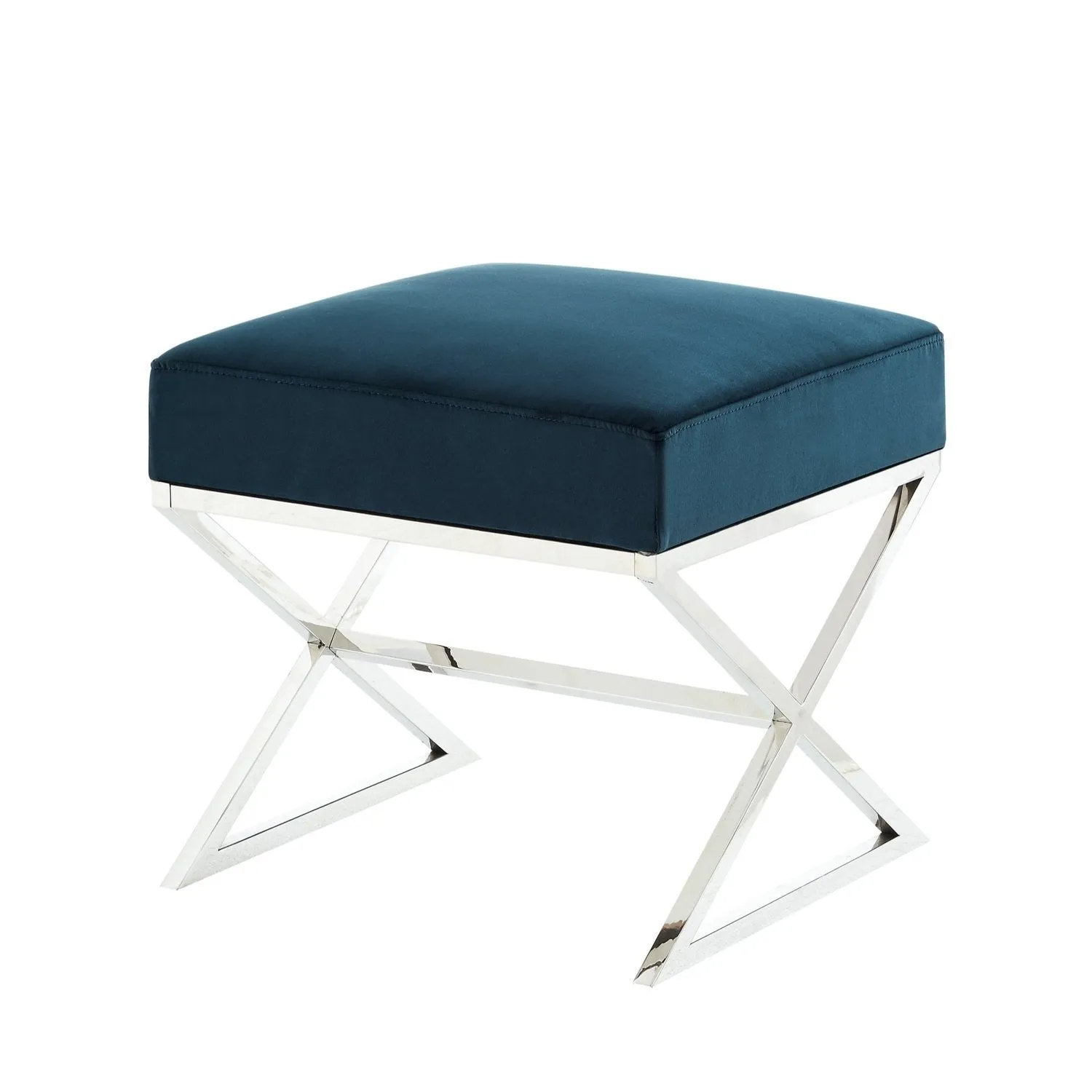 Aurora Velvet X-Leg Ottoman