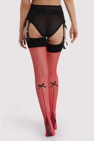 Seductive Red Bow Back Seamed Stockings for Women