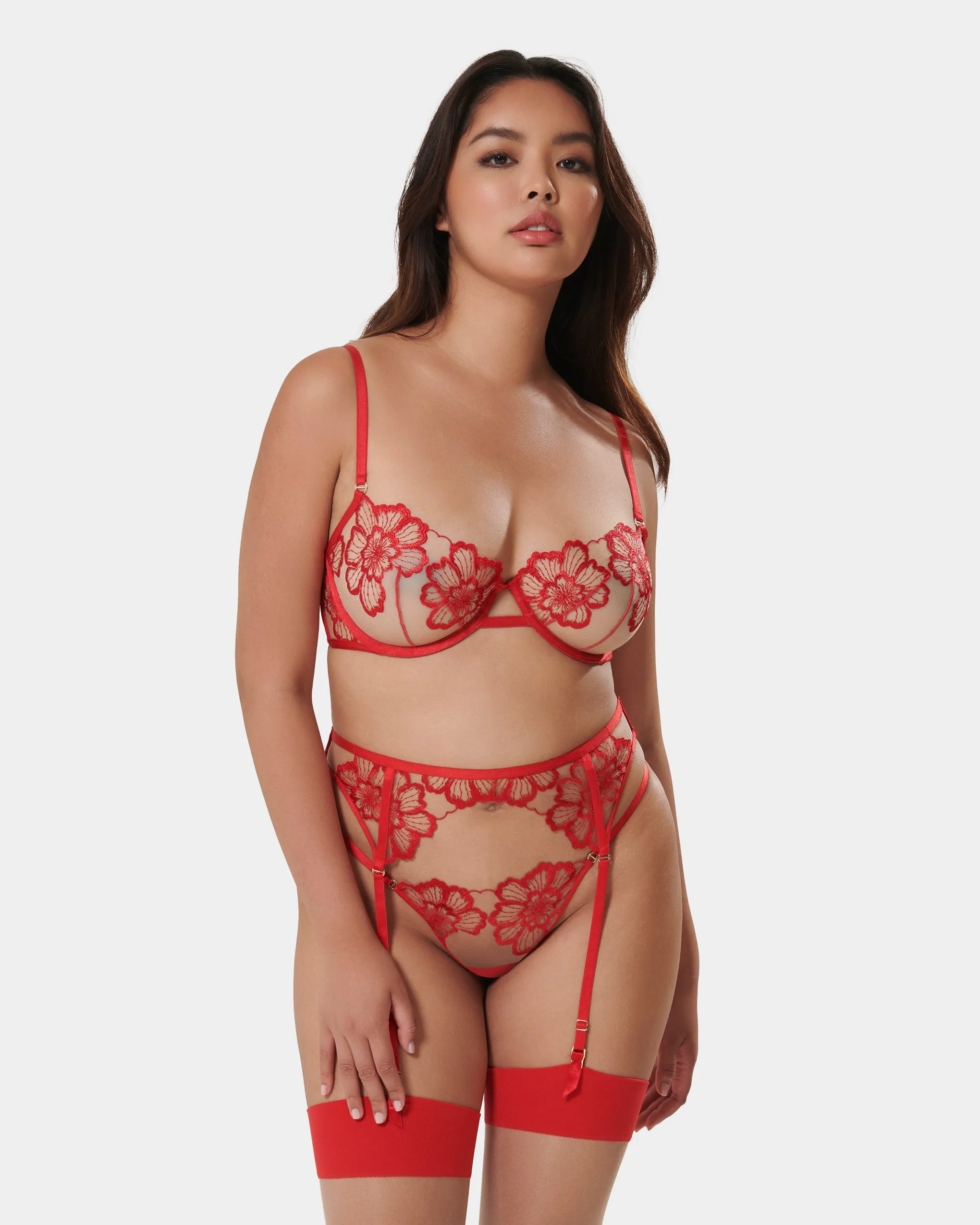 Catalina Suspender Red/Sheer