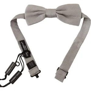 Dolce & Gabbana Elegant Silver Silk Bow Tie