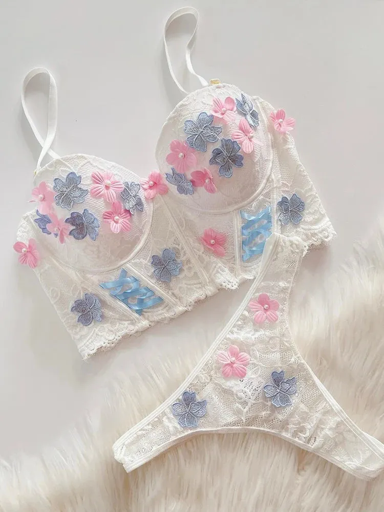 Fairy Floral Garter Lingerie Set