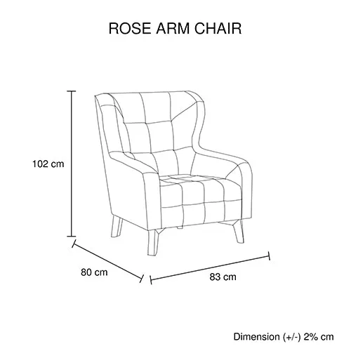 Floral High-Back Linen Armchair with Wooden Legs