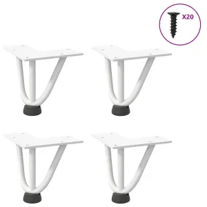 Hairpin Table Legs 4 pcs White 10 cm Solid Steel