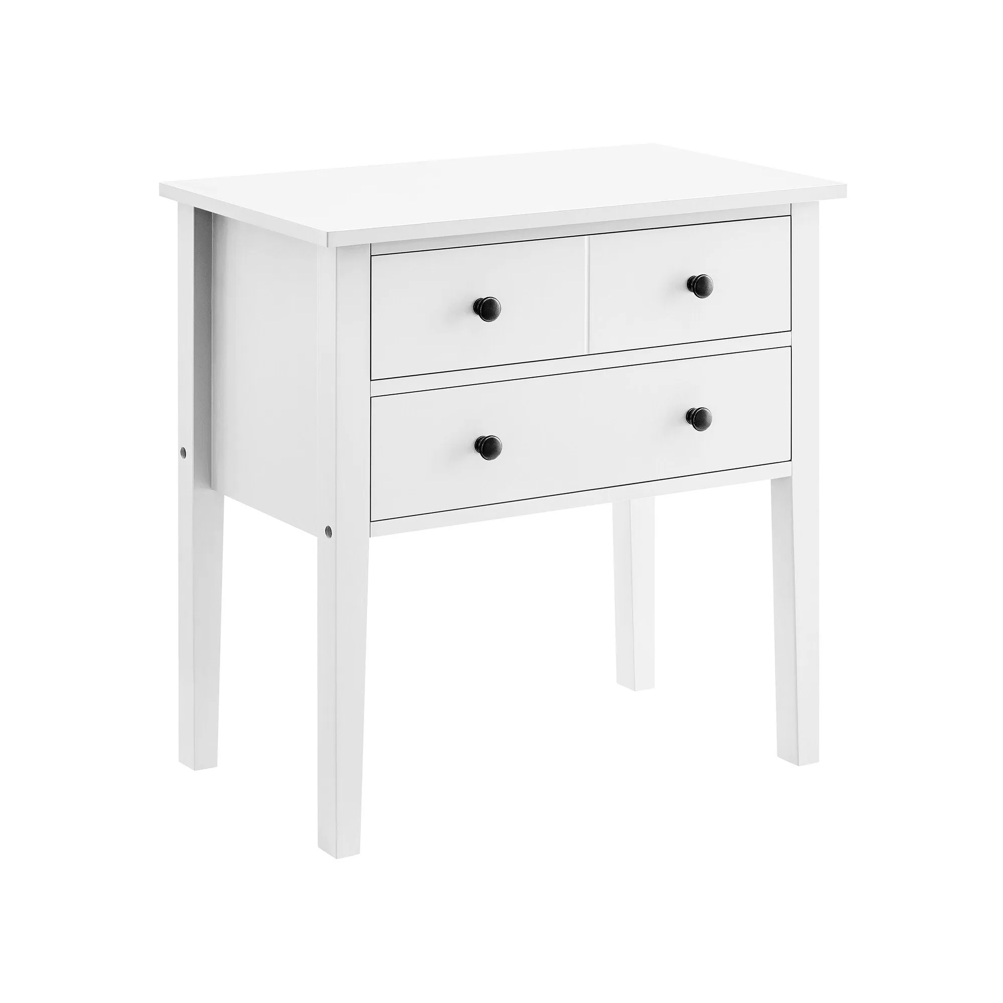 High-Leg Bedside Table, Spacious Drawers - White | Sarantino