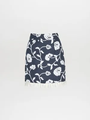 Idalia Skirt Navy Embroidered