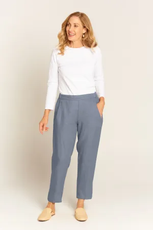 Linen Flat Front Tapered Pant Slate