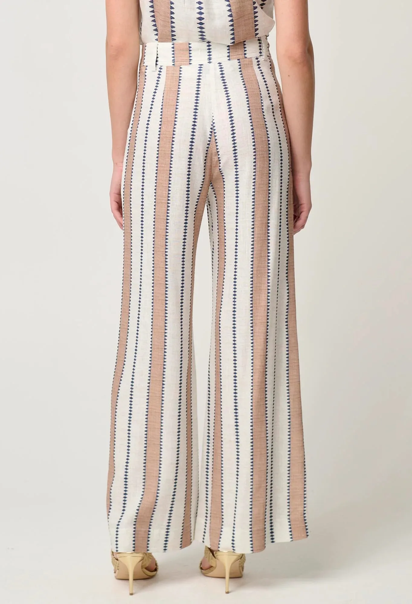 ONCE WAS DYNASTY LINEN VISCOSE PANT IN CAYMAN STRIPE