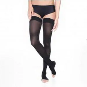 Opaque Thigh High, 20-30mm,Open Toe,Blk,Sml