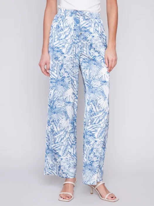 PRINTED SATIN WIDE LEG PANT