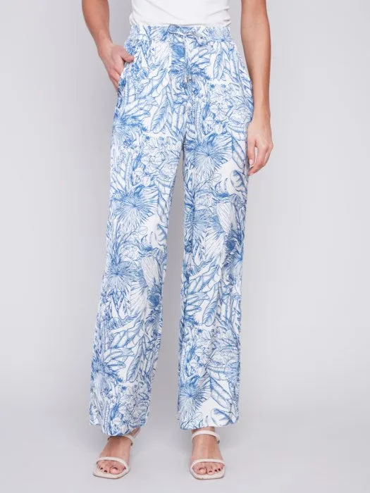 PRINTED SATIN WIDE LEG PANT