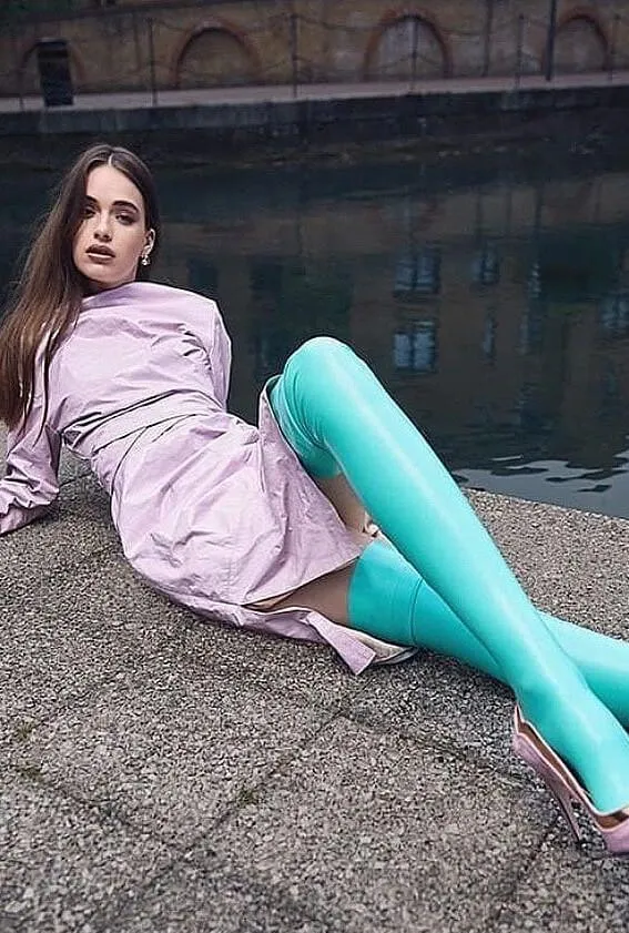 Sigma Jade Green Latex Stockings