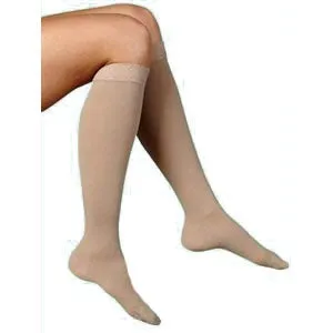 Soft Opaque, Calf, 20-30 mmHg, Small, Short, Women's Closed Toe, Nude