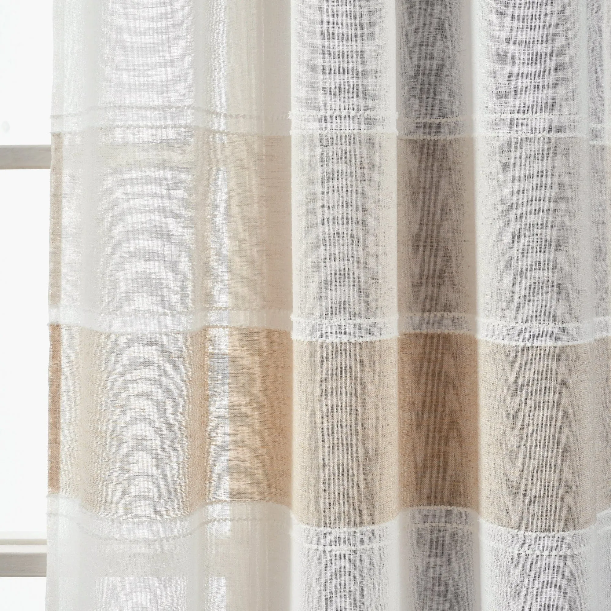 Textured Stripe Grommet Sheer Window Curtain Panel Set