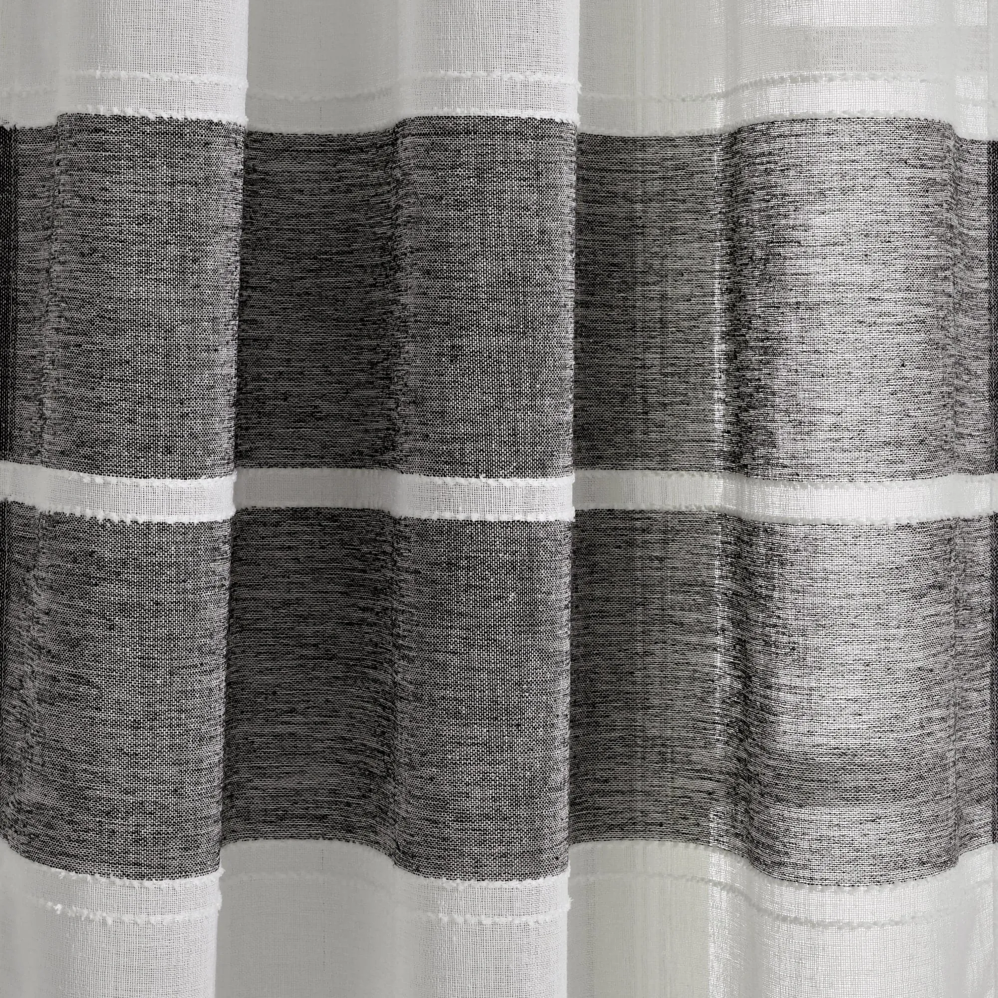 Textured Stripe Grommet Sheer Window Curtain Panel Set