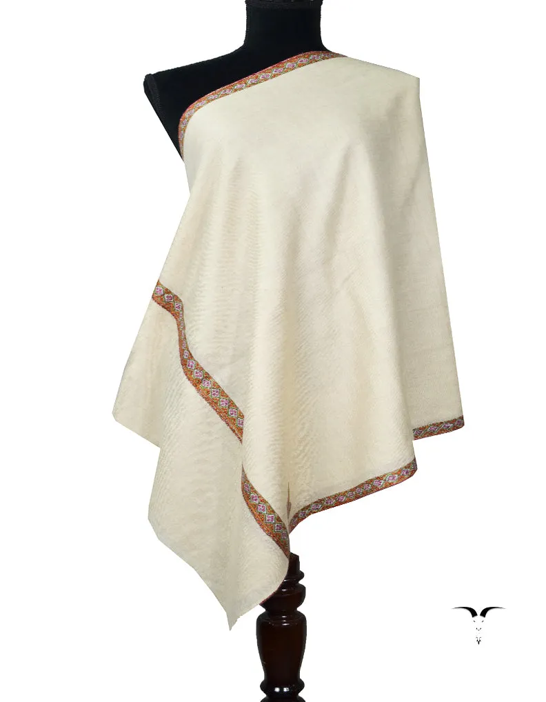 white Embroidery Pashmina Stole 7833