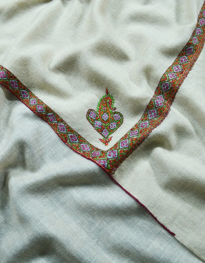 white Embroidery Pashmina Stole 7833